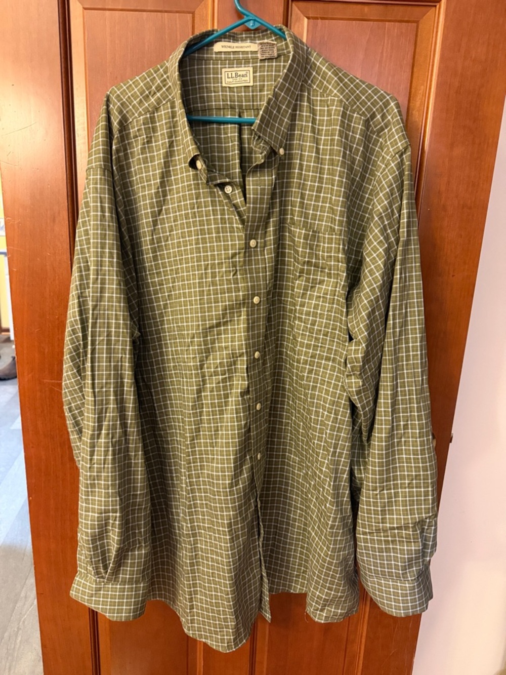 L.L. Bean Olive Green Plaid Button-Down Shirt